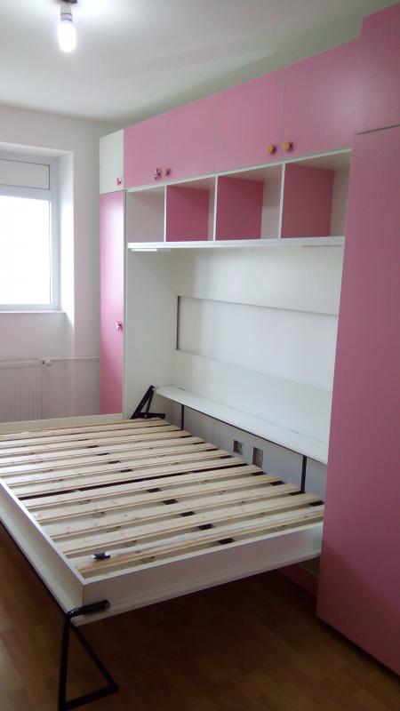 pat rabatabil camera fetita, pat rabatabil roz camera fata, paturi rabatabile roz preturi