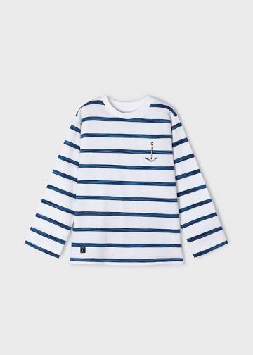 Tricou MINI BAIAT Alb-navy, pret Tricou, magazin online Tricouri Baiat 2-9 ani, oferta Tricou, preturi Tricouri, oferte Tricou Baiat 2-9 ani, magazin produse Mayoral